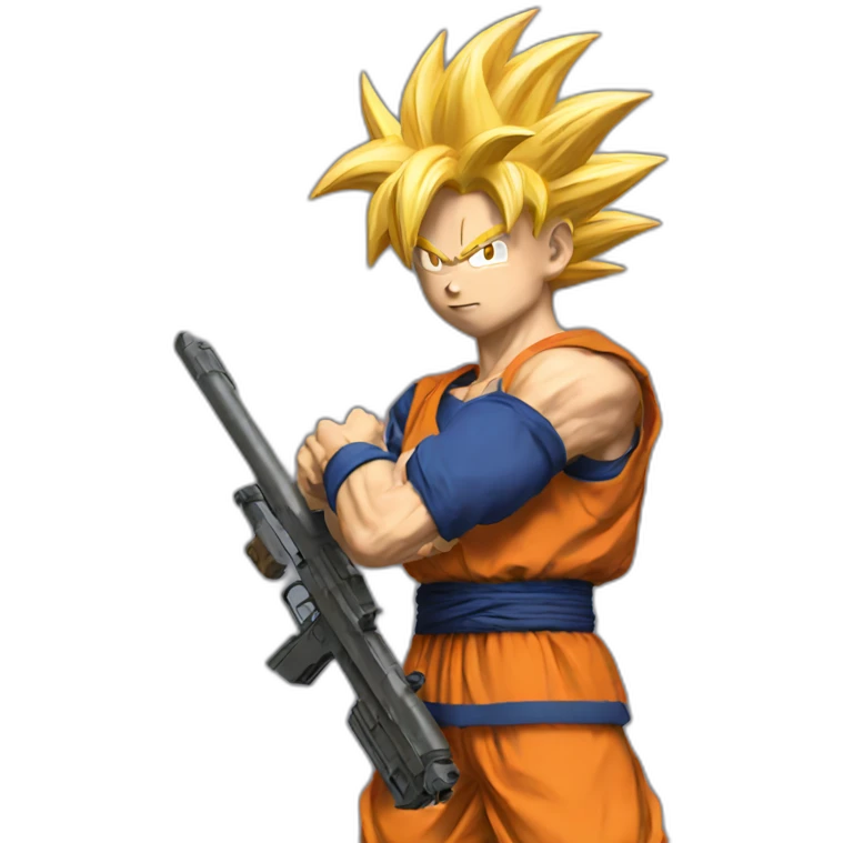 Goku with a gun emoji