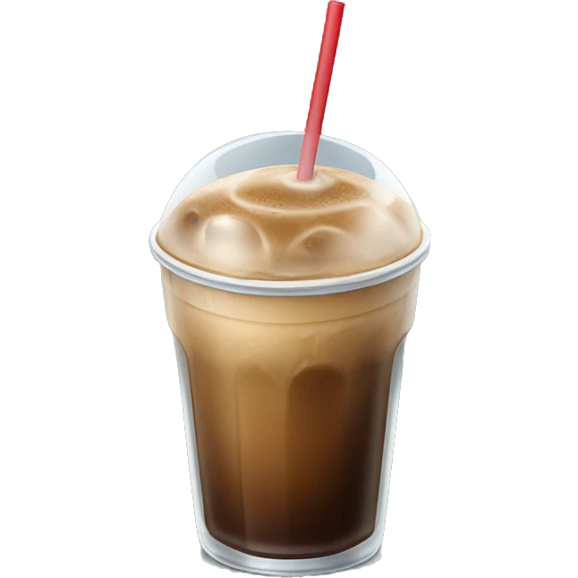 Ice coffee in a glass cup with a metal staw emoji