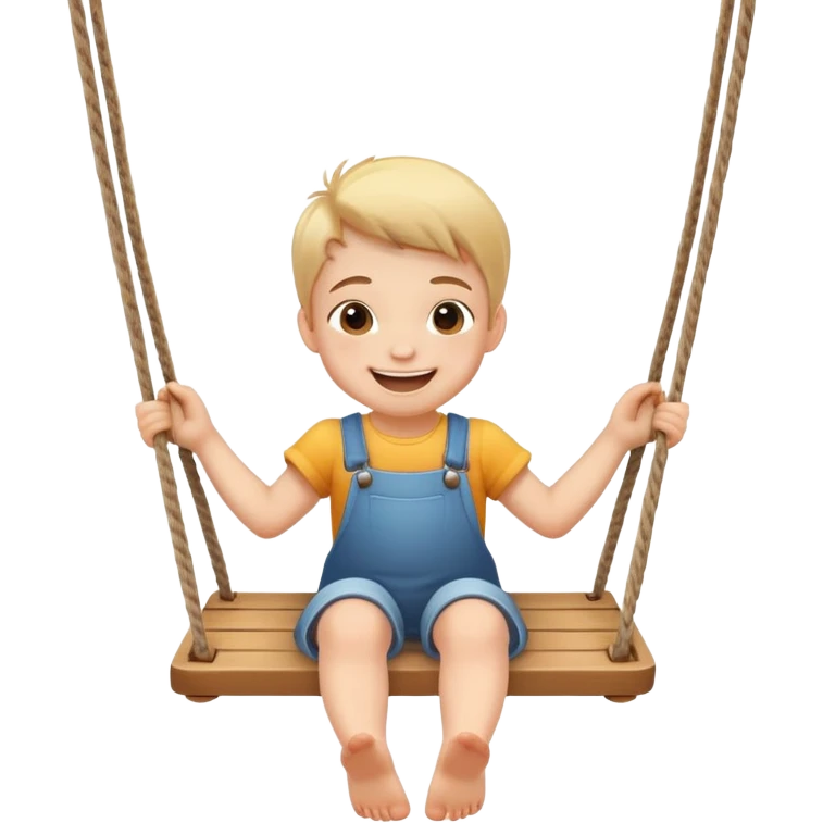 child swinging on a swing, joyful expression emoji