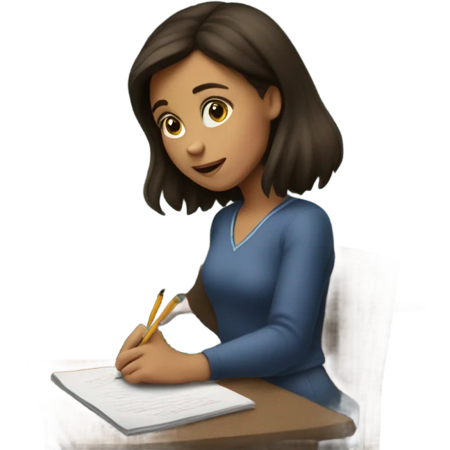 brunette girl writing i am an idiot on a chalkboard emoji