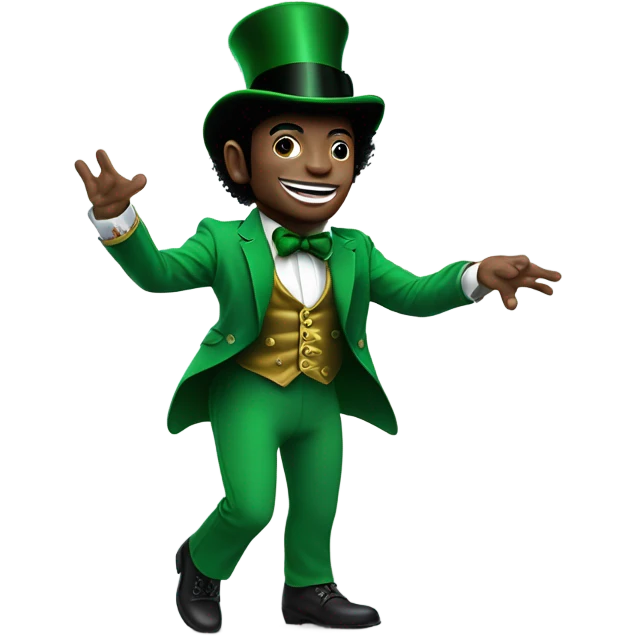 Leprechaun doing a Michel Jackson dance emoji