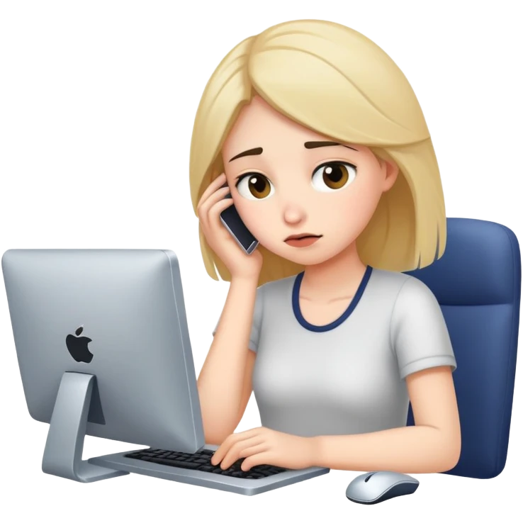 busy tired girl with computer  emoji