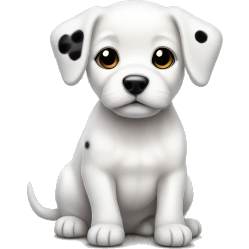 small white puppy with little black spots. emoji