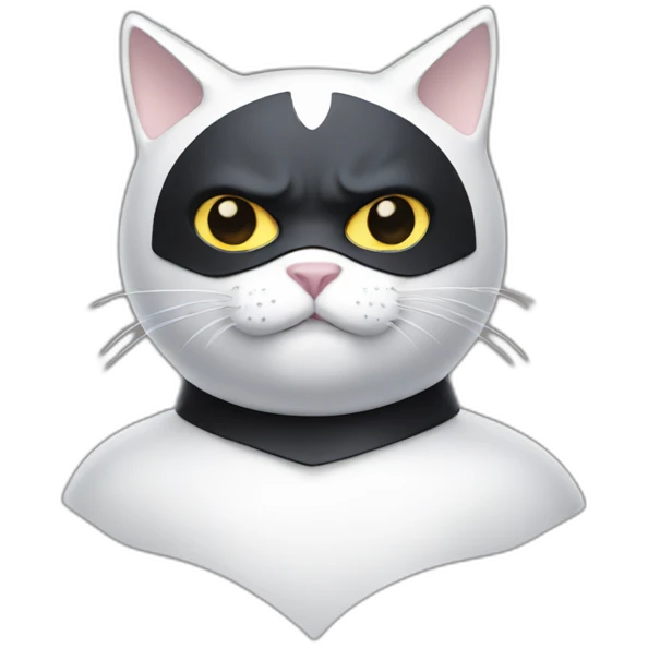 White cat with a full face batman mask emoji