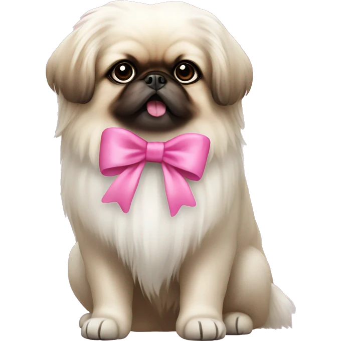 white pekingese with pink bow  emoji