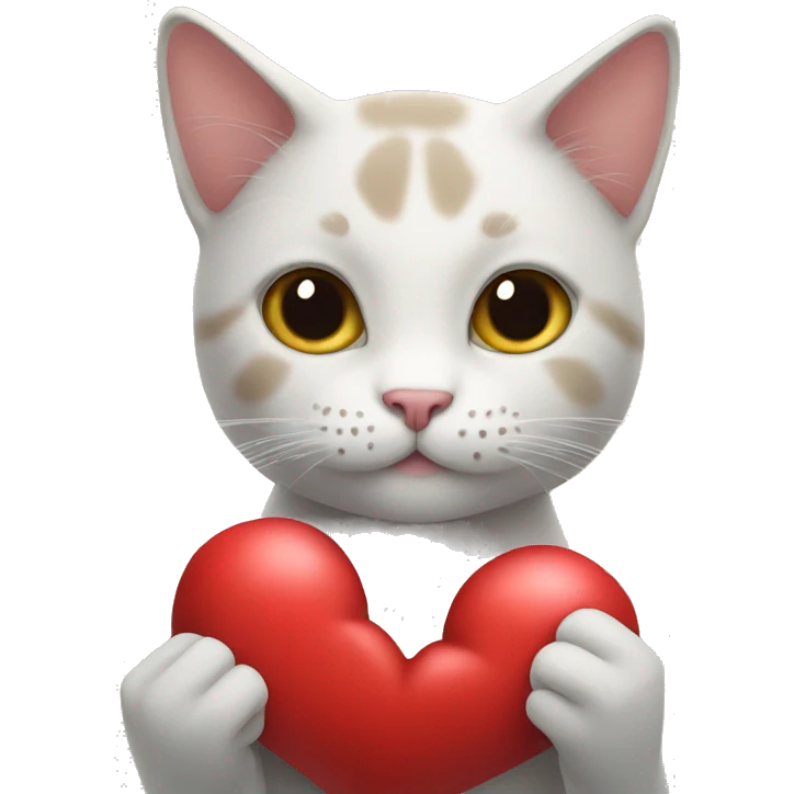 Cat holding a heart emoji