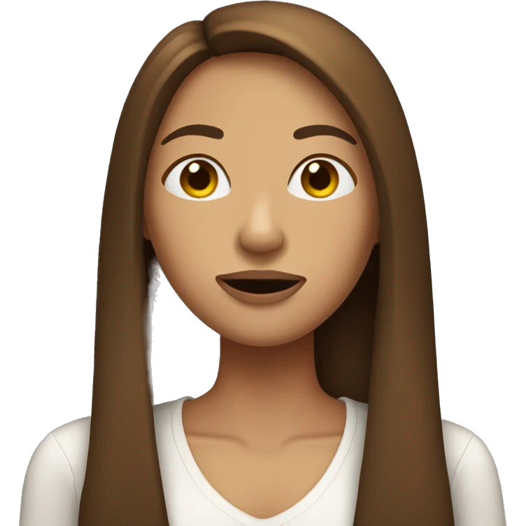 Emoji brown-haired woman with long straight hair with her index in front of her mouth,  emoji