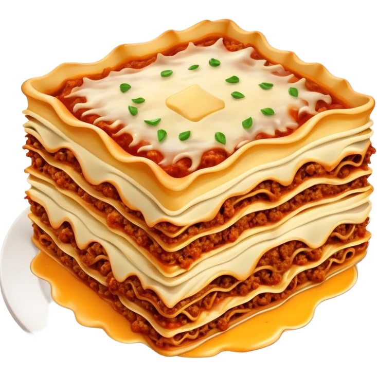 Lasagne alla Bolognese Cinematic Realistic Lasagne alla Bolognese Dish Emoji, depicted as a messy, layered pasta dish overflowing with melted cheese and rich meat sauce, rendered with hearty textures and warm, indulgent lighting. emoji