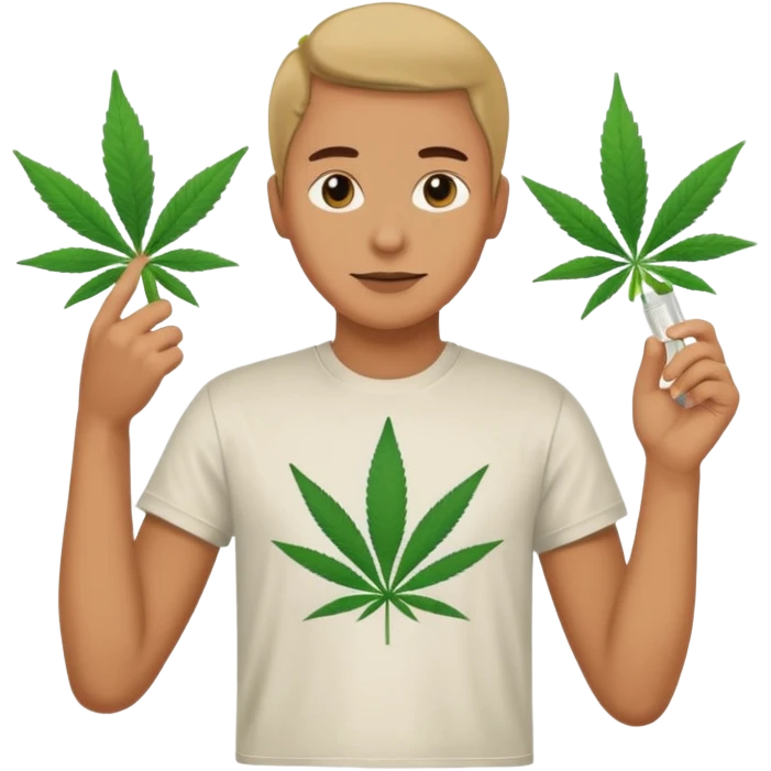 dealer with cannabis on a hand emoji