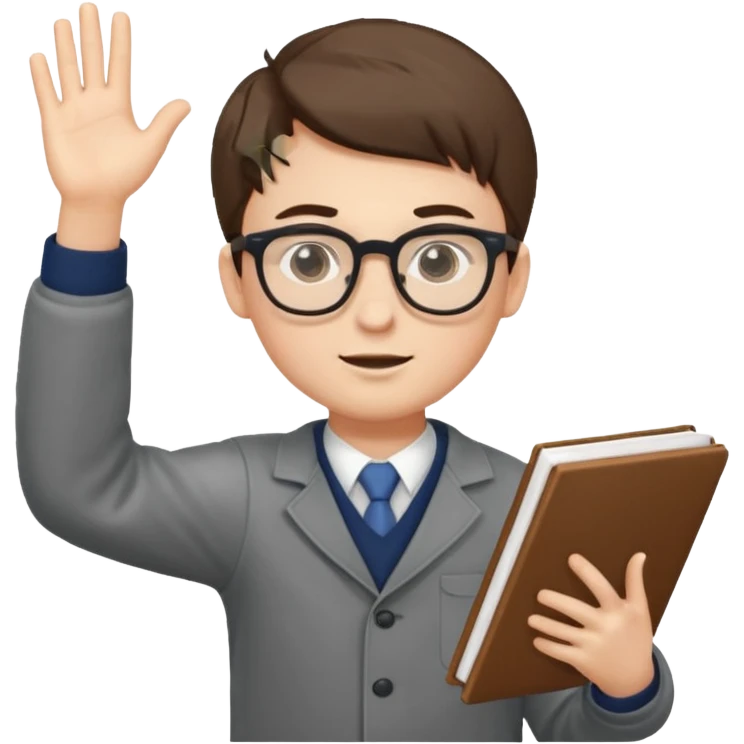 boy focused on studying raising his hand  full body
 emoji