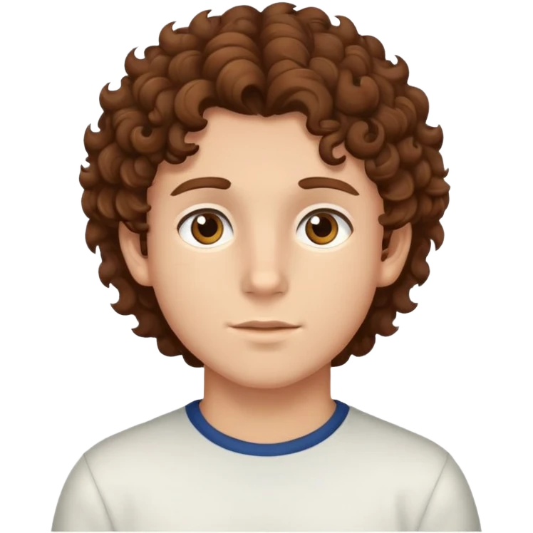 Boy with brown curly hair and brown eyes emoji