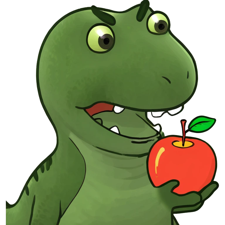 dinosaur with apple emoji