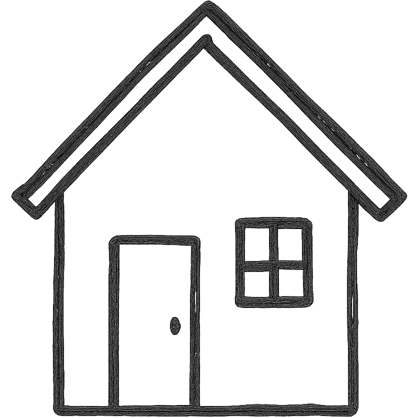 a house, hand drawn icon style, sketchy black lines, no fill emoji