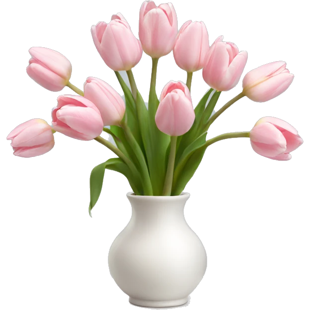 Light pink tulips in white vase emoji
