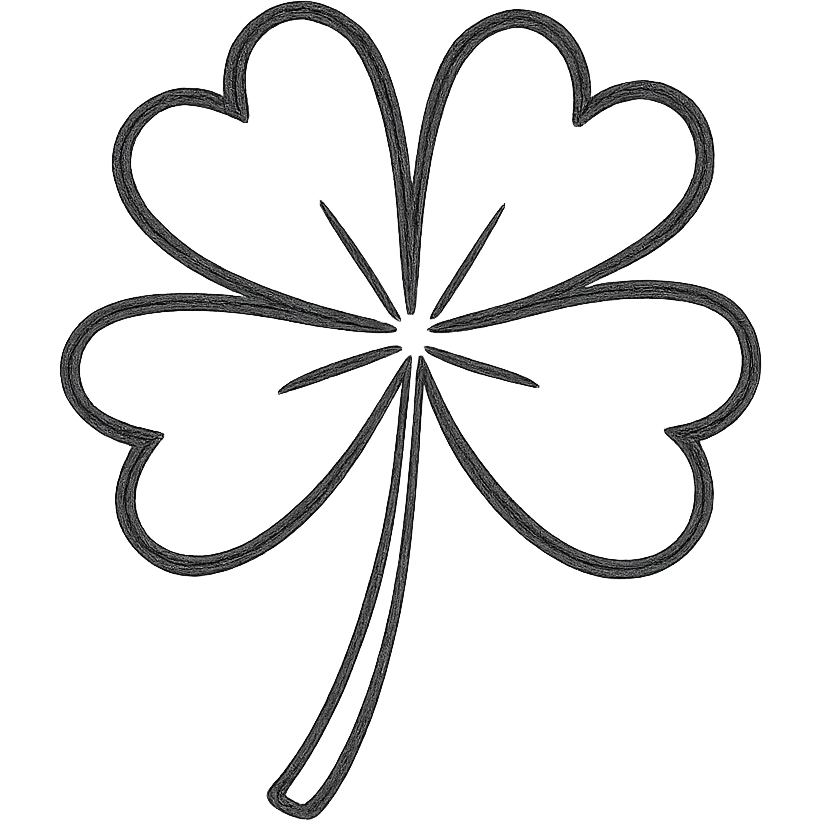 black 5 leaf clover hand drawn icon emoji