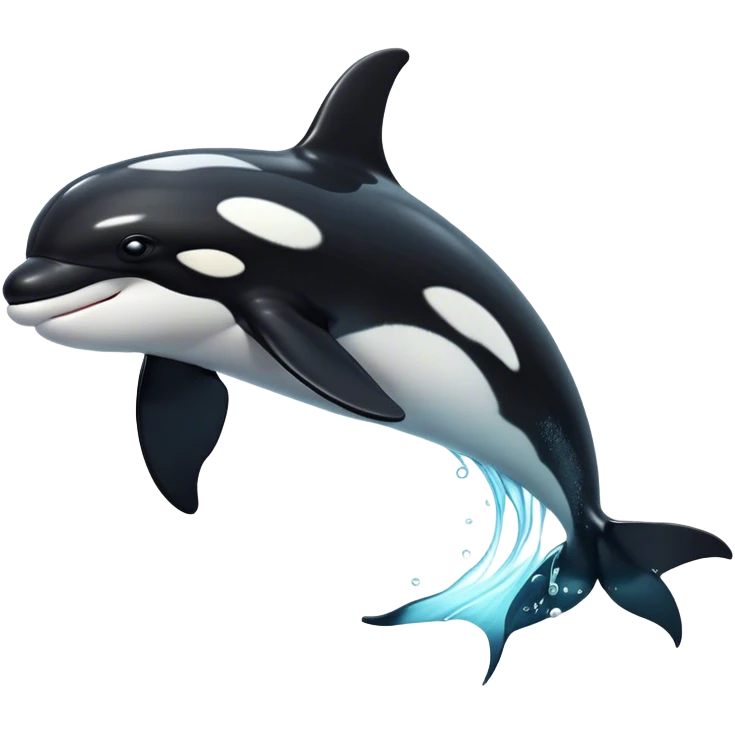 Cinematic Noble orca Portrait Emoji, Poised and majestic, with a sleek, streamlined black-and-white body, piercing intelligent eyes, and a powerful, commanding presence, Simplified yet sharp and sophisticated features, highly detailed, glowing with a soft oceanic radiance, high shine, intelligent and formidable, stylized with an air of deep-sea dominance, focused and alert, soft glowing outline, capturing the essence of an apex predator that appears ready to surge out of the waves with effortless authority! emoji
