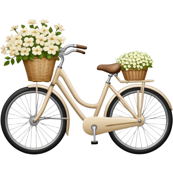 realistic light beige bicycle with basket of white  emoji