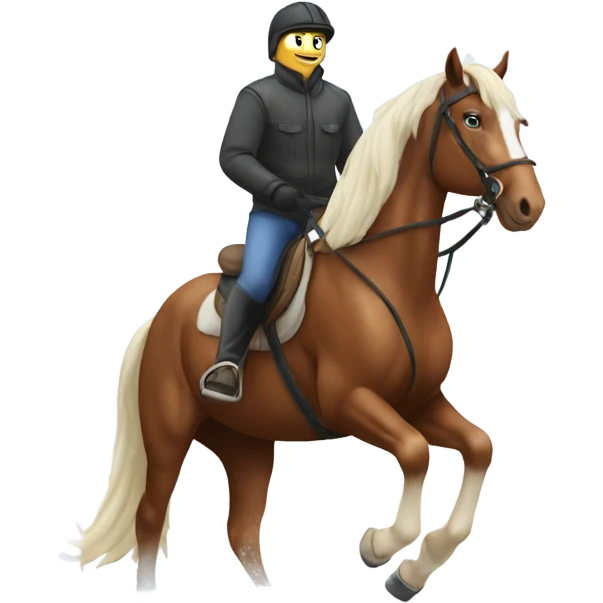 Riding horse in snow emoji