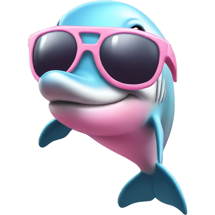 Pastel-pink-colors-dolphin with sunglasses  emoji