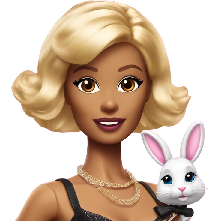 Blonde Go-go dancer Enid Sinclair Barbie,  with bunny ears  emoji