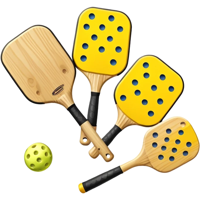 Set of pickleball paddles and ball emoji