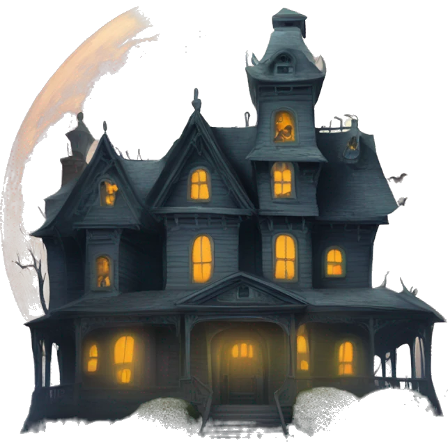 Haunted House Moon in Background emoji