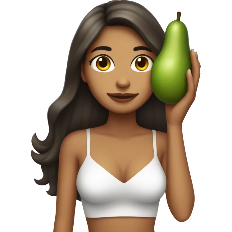 Una chica con un aguacate en la mano emoji