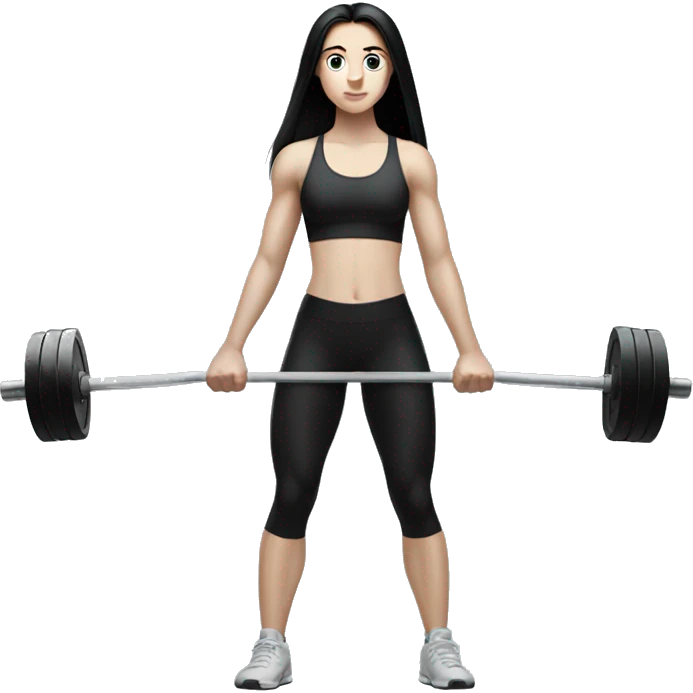 Pale girl with long black hair deadlift emoji