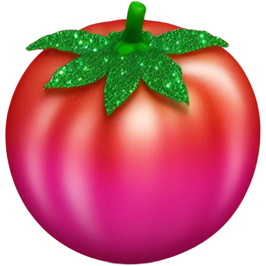 Entire Hot pink ombre tomato with glitter and green stem emoji