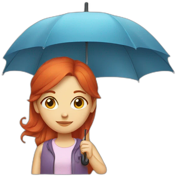 girl with red hair with an umbrella emoji