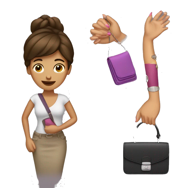 una mujer con uñas y cartera emoji