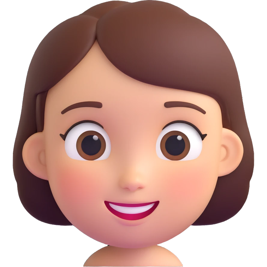 adorable girl character with round face, cheerful expression emoji