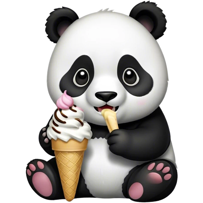 Panda eating ice cream emoji