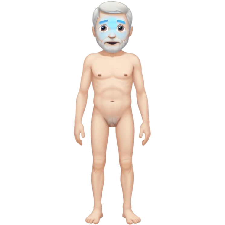 Older Man gray hair short beard legs blue eyes pale skin naked emoji