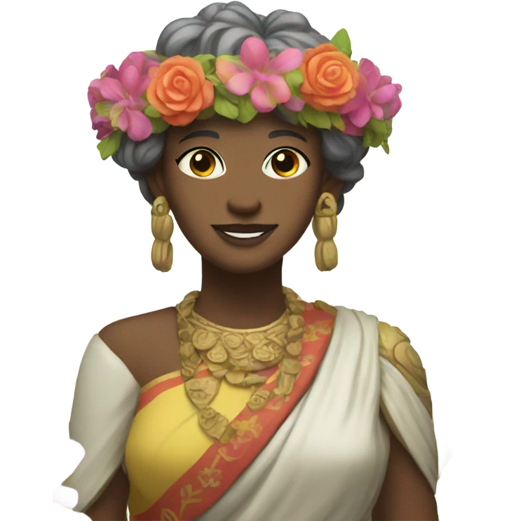 moyai with flower crown  emoji