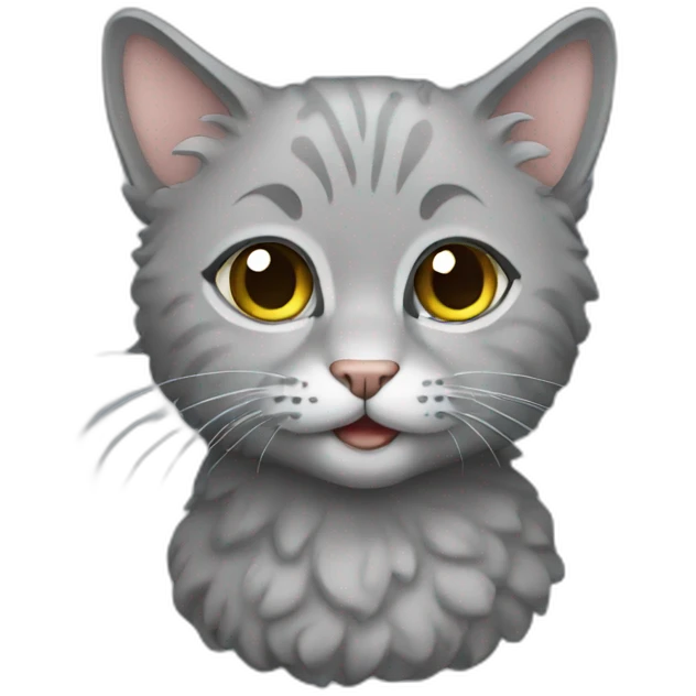 Grey curly cat emoji
