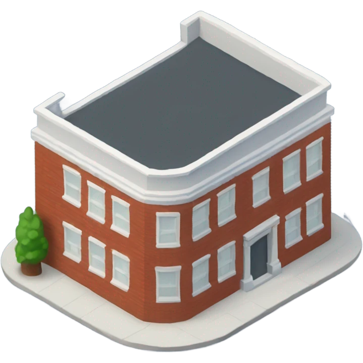 isometric curved redbrick single story building emoji