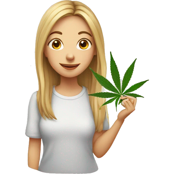 Girl smocking marijuana and saying hello emoji
