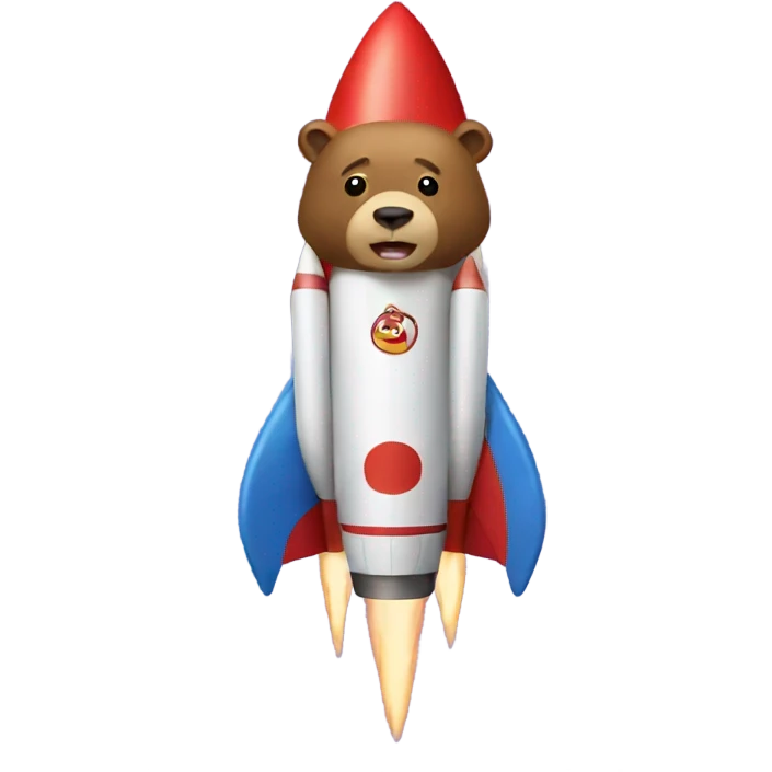 Bear riding a rocket emoji