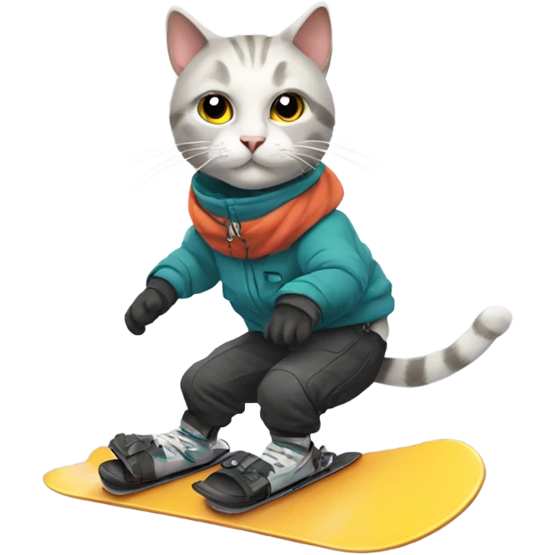 Cat snowboarding  emoji