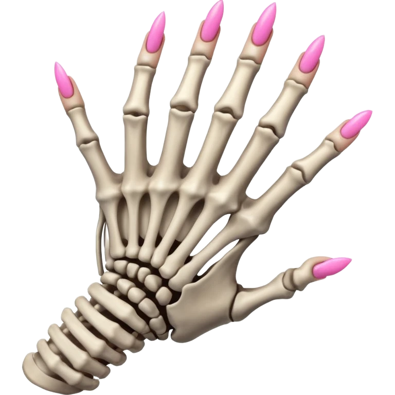 skeleton hand with long pink nails emoji