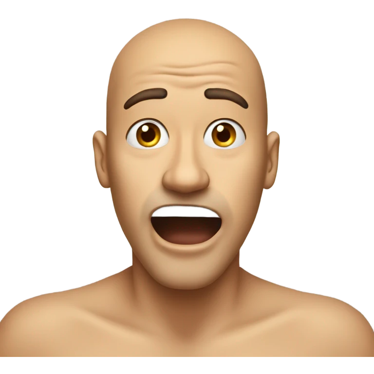 man doing surprised face open mouth with bottom part of a nose sticking out of mouth with top part of nose in mouth emoji
