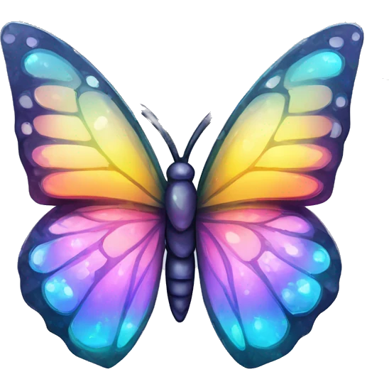 One Shiny-Colorful-Sparkly-Rainbow-Gradient-Crystal-Gem-Butterfly-Crystal-Fly emoji