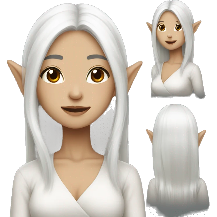 Asian feminine body slim long white hair elf  emoji