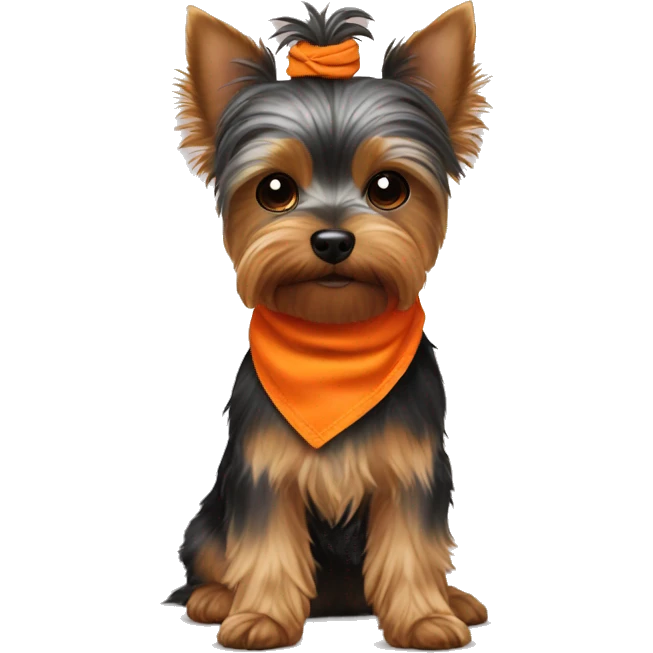 yorkie with an orange bandana around its neck emoji