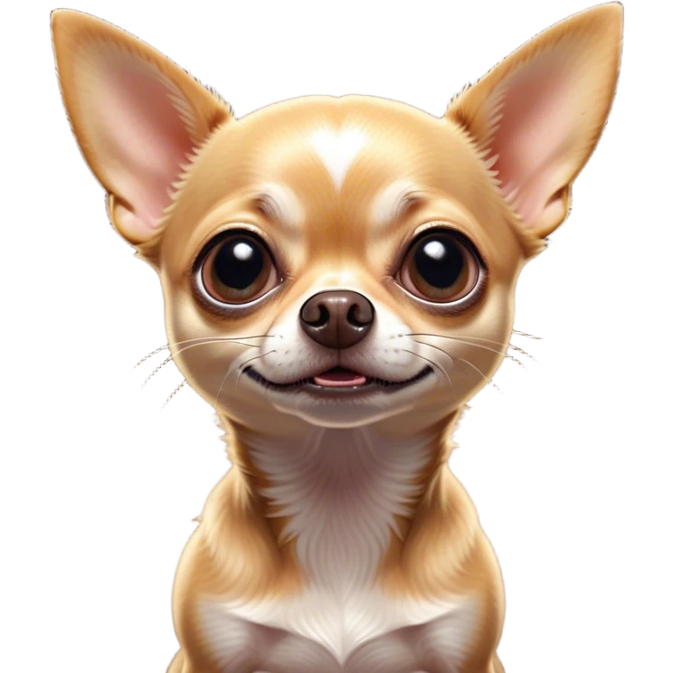 Cinematic Comical Fawn Short Haired Chihuahua Portrait Emoji, Head tilted dramatically with an exaggeratedly shocked or offended expression, short fawn fur with a sleek texture, wide, expressive dark eyes filled with exaggerated disbelief, Simplified yet hilariously expressive features, highly detailed, glowing with a slightly sassy glow, high shine, dramatic yet playful, stylized with an air of attitude, bright and endearing, soft glowing outline, capturing the essence of a sassy and over-the-top pup, so meme-worthy it feels like it could side-eye its way into internet fame instantly! emoji