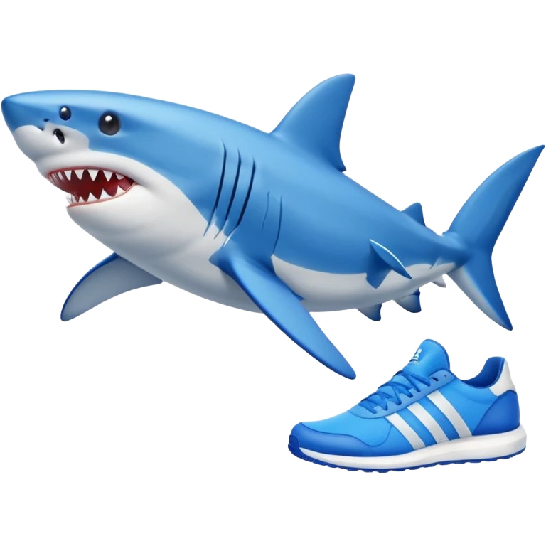 Morski pes z modrimi Adidas čevlji emoji