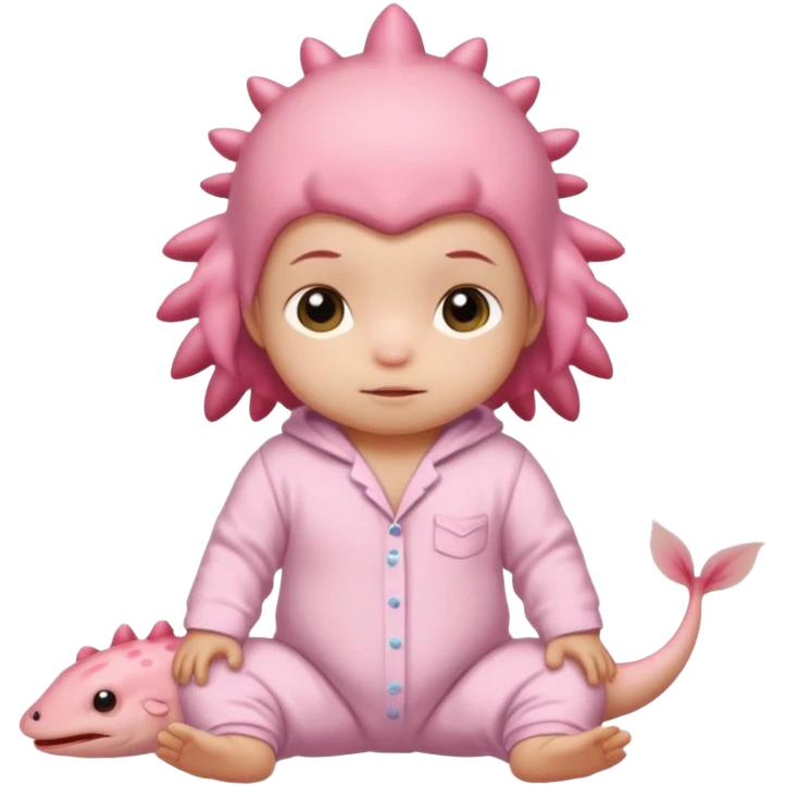 Bebê com pijama de axolote emoji