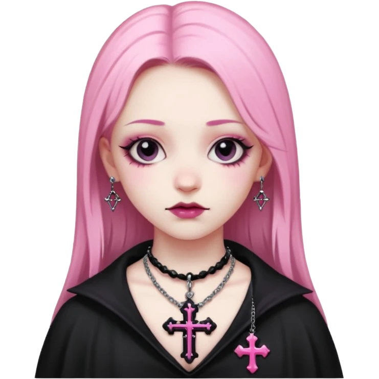 black pink goth cross  emoji