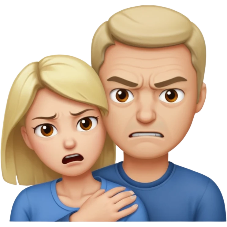 Une homme possessif qui essaye d’attraper le cou de sa femme emoji